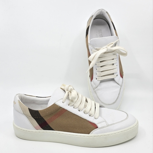Burberry Check & Leather Sneakers